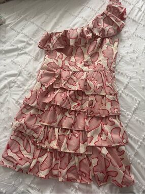 Cynthia Steffe Pink & Cream Ruffle Dress